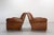 1930s Antique French Club Armchair Fauteuil Cognac Leather and Fabric, 1930, Set of 2 For Sale - Image 5 of 16
