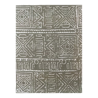 Virginia Kraft Textiles Rebeka Linen Fabric in Fir Hand Blocked 3 1/2 Yards For Sale