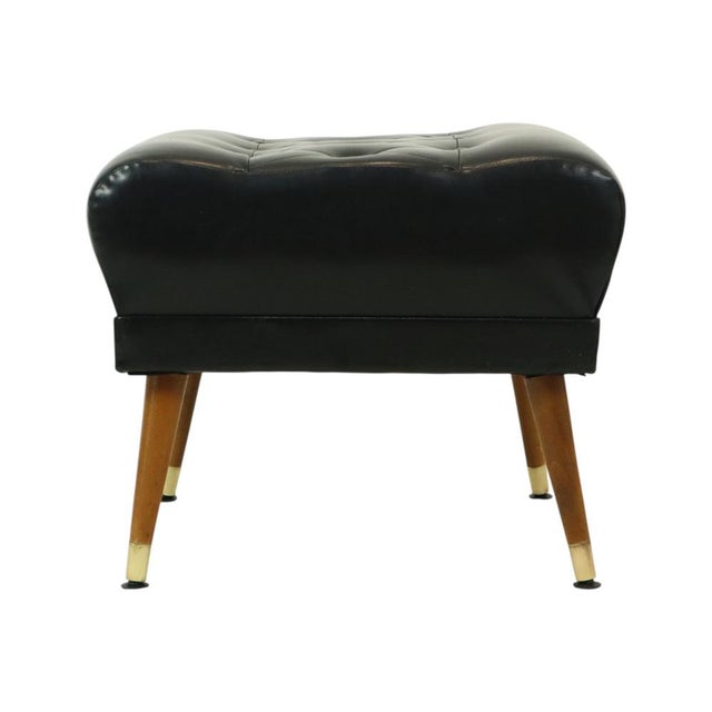 1960s Vintage Black Ottoman with Conical Legs, 1960s For Sale - Image 5 of 11