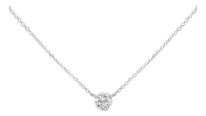 14K White Gold 1.00 Cttw Bezel Set Round Lab-Grown Diamond Solitaire 18" Pendant Necklace (F-G Color, VS1-VS2 Clarity)