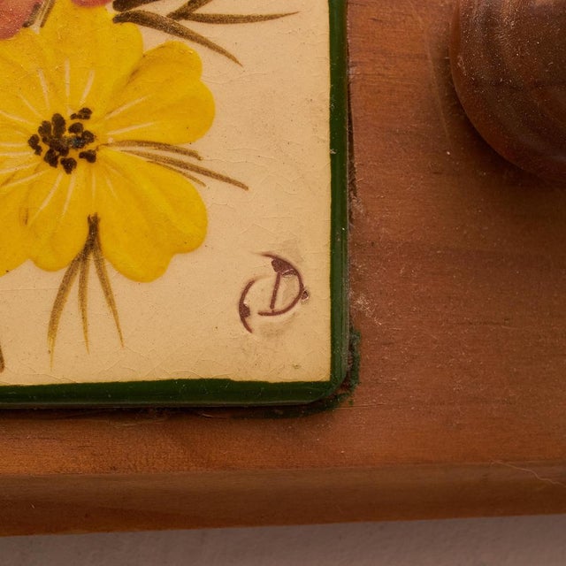 Vintage Hand-Painted Ceramic and Wood Coat Rack by Diaz Costa, 1960s For Sale - Image 6 of 10