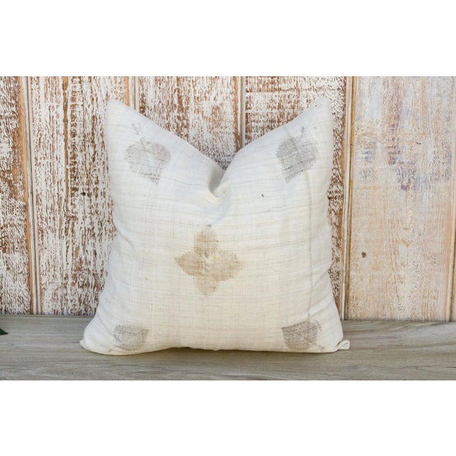 Vintage Ajano Leaf Printed Organic Silk Pillow For Sale - Image 10 of 10