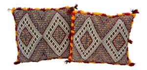 Berber Pillows W/ X & Diamonds, S/2