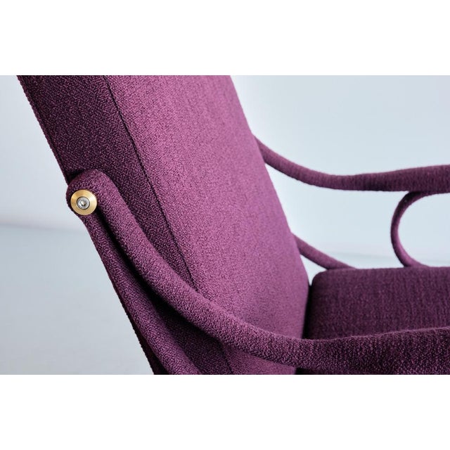 Early 21st Century Digamma Armchair in Purple Dedar Fabric & Brass by Ignazio Gardella, 2010s For Sale - Image 5 of 17