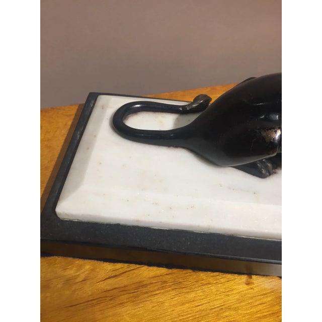 Early 20th Century Bronze Black Panther on Marble Base For Sale - Image 5 of 8