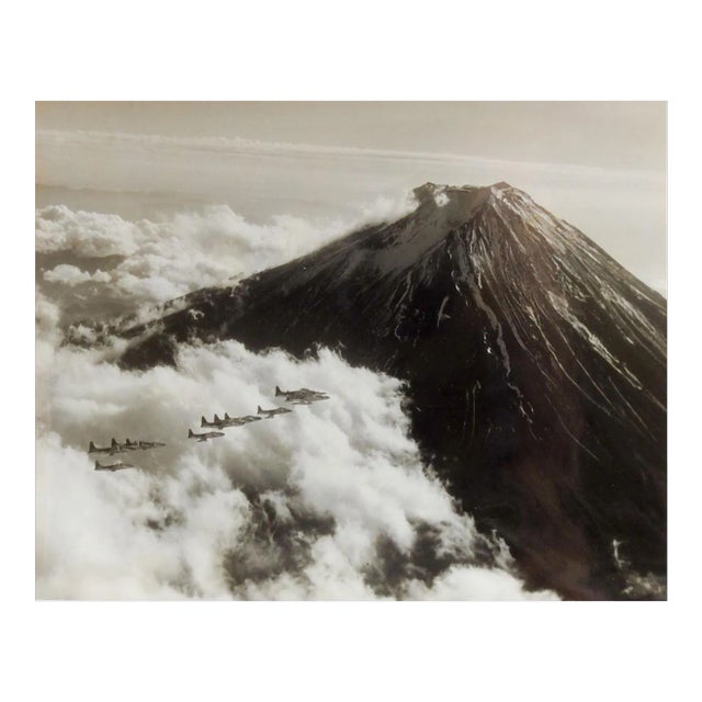 Vintage 1952 Aerial Photograph F-94 35th F-1 Fighter Wing Mt Fuji Japan For Sale