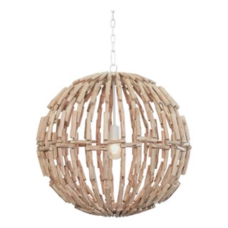Matthew Izzo Home Cade Eucalyptus Wood Sphere Pendant Light For Sale