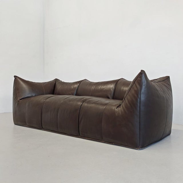Mid-Century Modern Le Bambole 3-Seater Sofa in Dark Brown Leather by Mario Bellini for B&B Italia, 1970s For Sale - Image 3 of 18