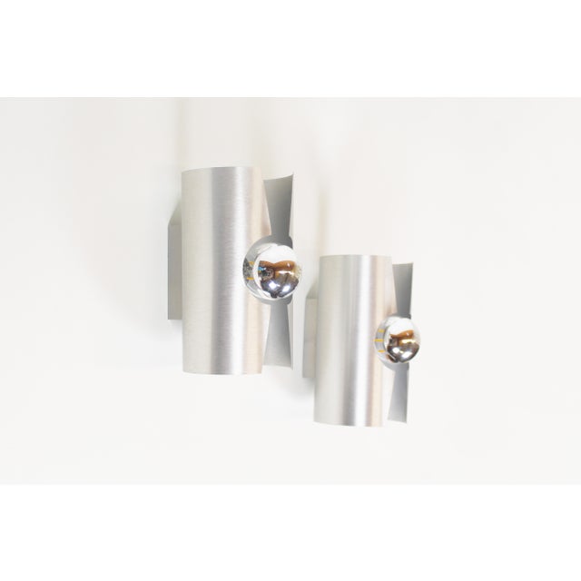 Polished Metal Space Age Wall Lamps from Polam, 1970s, Set of 2 For Sale - Image 9 of 9