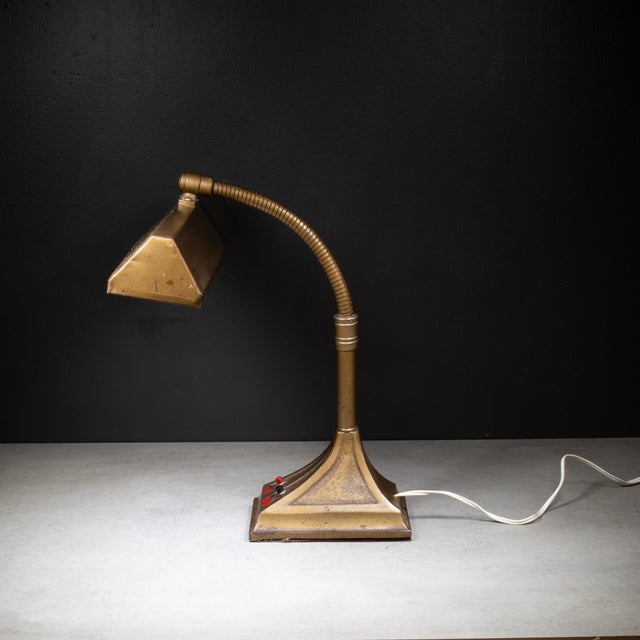 Early 20th Century Antique Bronze Finish Desk Lamp c.1940 For Sale - Image 5 of 8