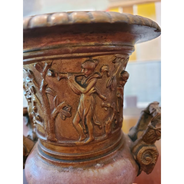 Bronze Antique Rouge Royall Marble & Bronze Grand Tour Urn For Sale - Image 8 of 12