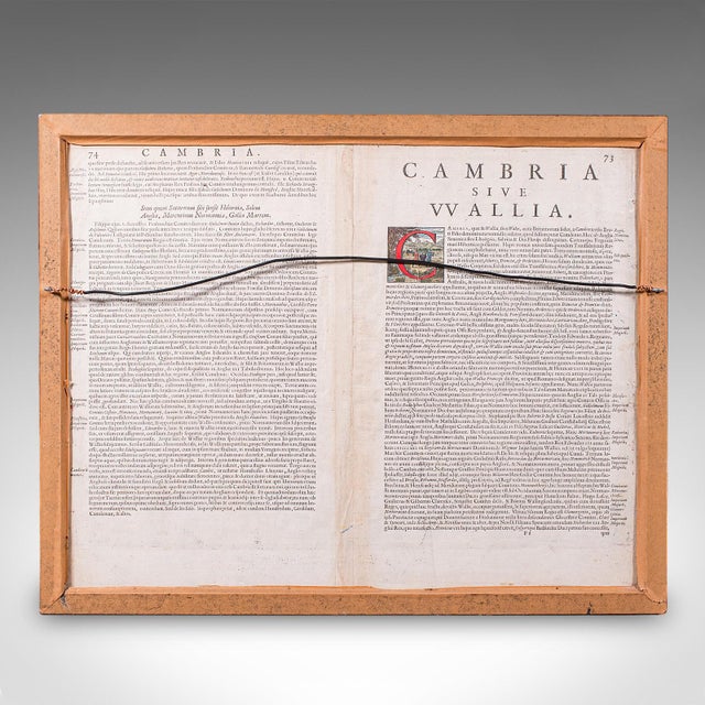 Renaissance Antique Map of Wales, Belgian, Framed Atlas Excerpt, Elizabethan, Humphrey Llwyd For Sale - Image 3 of 12