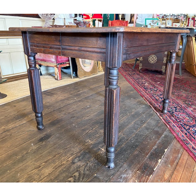 1900 - 1909 Antique Oak Small Dining Table With Turned Legs Slight Eastlake Styling For Sale - Image 5 of 10