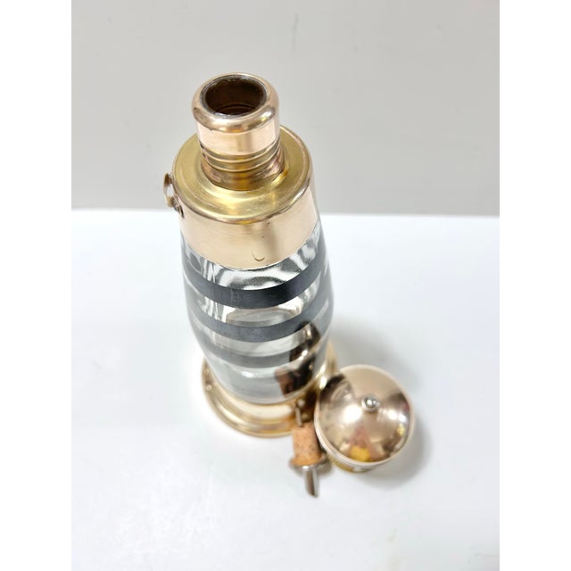 Brass Vintage Nautical Lighthouse Cocktail Shaker Decanter Barware, Brass & Glass Maritime Accent For Sale - Image 8 of 9