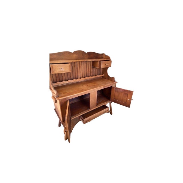 Wood Antique American Baker’s Cabinet, Classical Wooden Cupboard For Sale - Image 7 of 12
