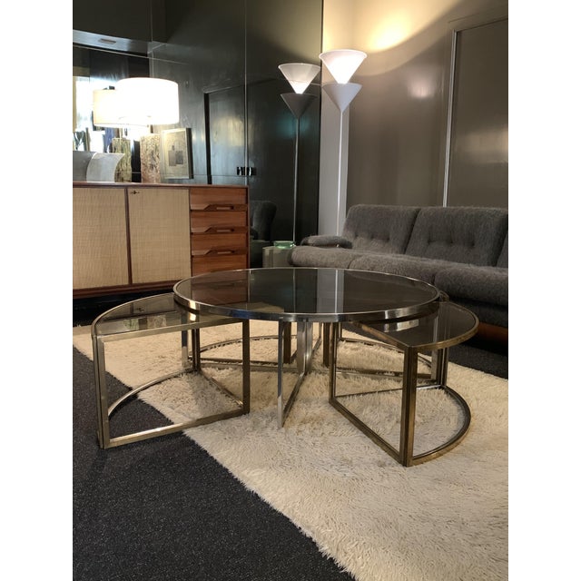 Low Circular Table in Brass and Glass by Jean Charles, France, 1970s For Sale - Image 9 of 11