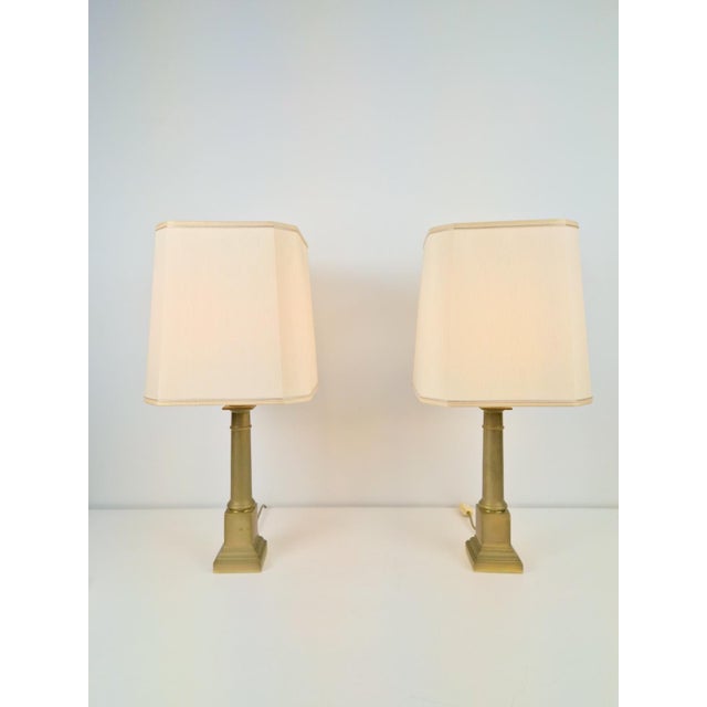 Pair of Neoclassical Empire Brass Table Lamp, France, 1960 Vintage brass table lamp with an Empire-style base, France A...
