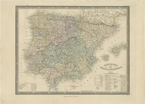 Antique Map of the Kingdoms of Spain and Portugal by Wyld 1845