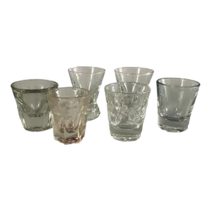 Midcentury Mixed Sized Shot Glasses S/6