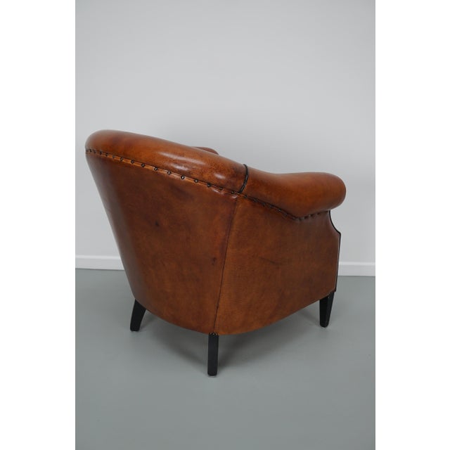 Vintage Dutch Cognac Colored Leather Club Chair For Sale - Image 11 of 18