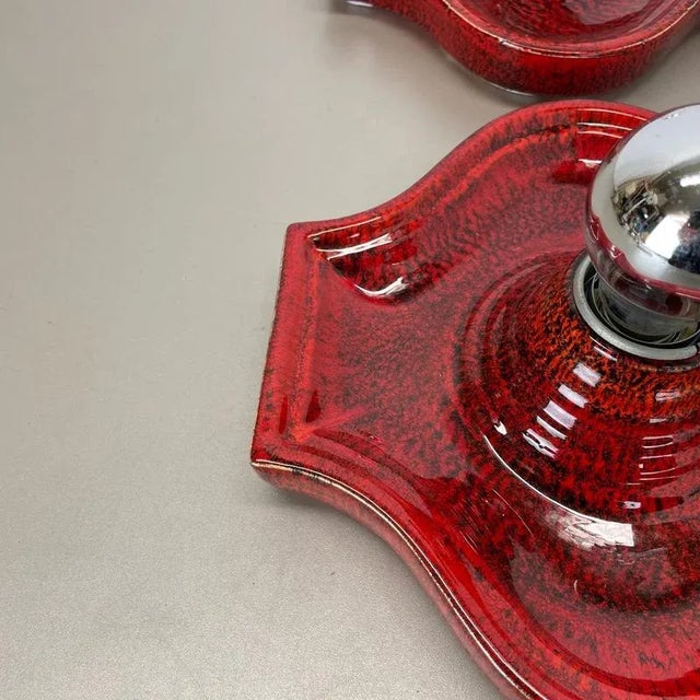 Red Ceramic Fat Lava Wall Lights from Hustadt Lights, Germany, 1970s, Set of 2 For Sale - Image 6 of 18
