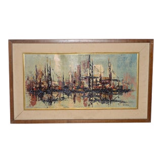 Mid Century Modern Abstract Cityscape by Garcia C.1950s For Sale