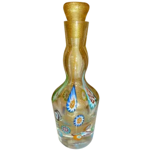 Vintage Murano Fratelli Toso Decanter Bottle With Gold Aventurines and Murrines