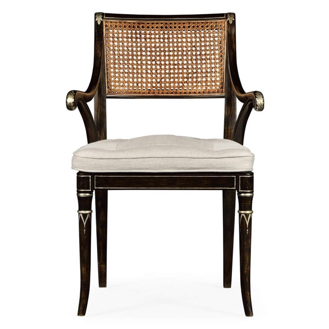 Hand-ebonized and meticulously finished, this chair boasts a refined charcoal wash that enhances its timeless appeal. The...