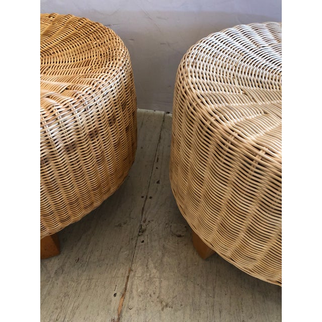 Woven Rattan Round Ottomans a Pair Chairish
