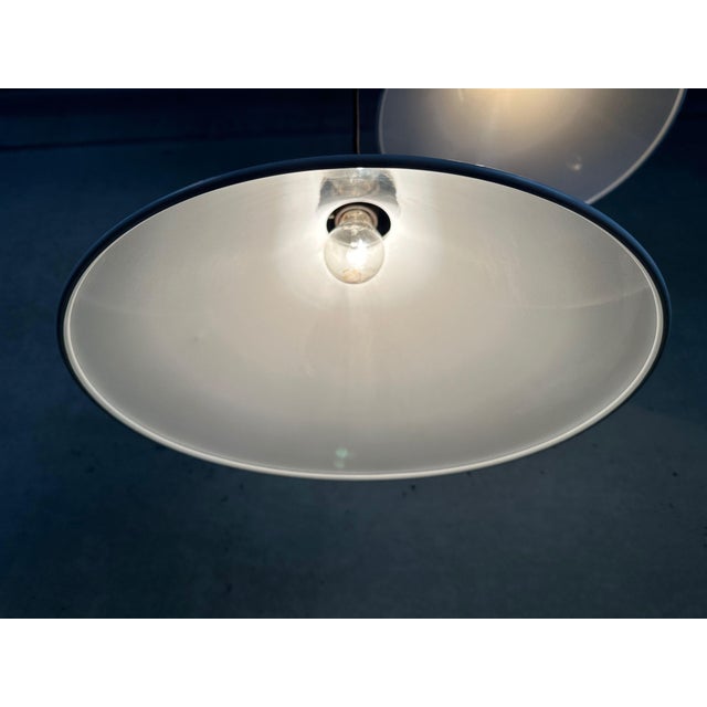 Vintage White Metal Pendant Lamps, 1980s, Set of 2 For Sale - Image 4 of 13