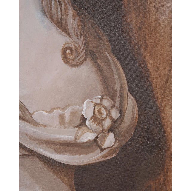 Coffee William Skilling "Bust of a Lady" Oil on Canvas Painting 3' Ft For Sale - Image 8 of 18