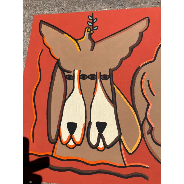 Abstract Contemporary Original Outsider Artist B.D.Floyd Folk Art “Bird Dogs”Painting For Sale - Image 3 of 4