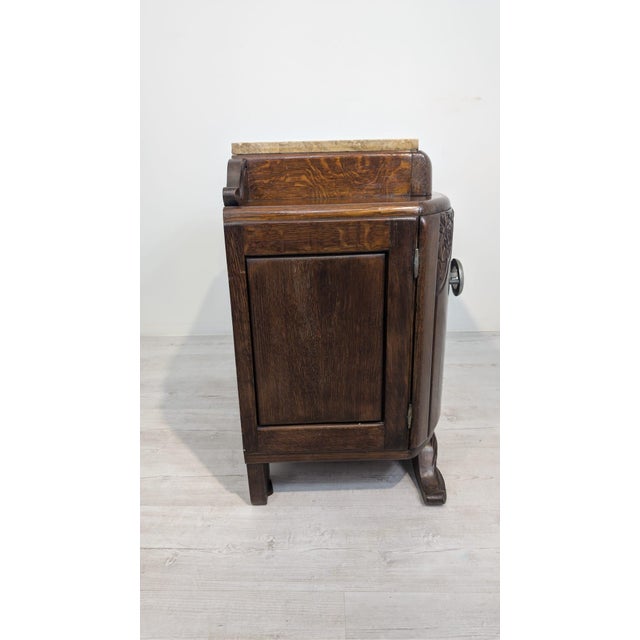 Art Nouveau Oak and Marble Cabinet, 1920s For Sale - Image 11 of 16