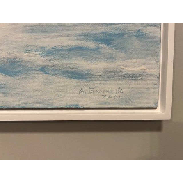 Contemporary Vintage, Minimalistic Seascape Acrylic Painting on Canvas, Andrew Giranella (1937-), Framed For Sale - Image 3 of 3