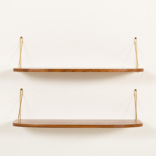 Danish Deep Teak Floating Shelves, 1960s, Set of 2 For Sale - Image 4 of 9