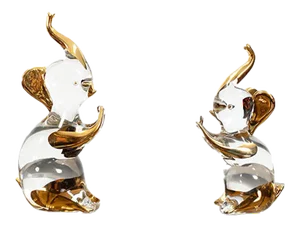 Crystal Glass Elephants from Murano, 1950s, Set of 2