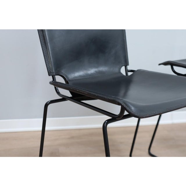 Leather Stacking Chairs by Toyoda Hiroyuki for ICF, 1980s, Set of 4 For Sale - Image 9 of 17