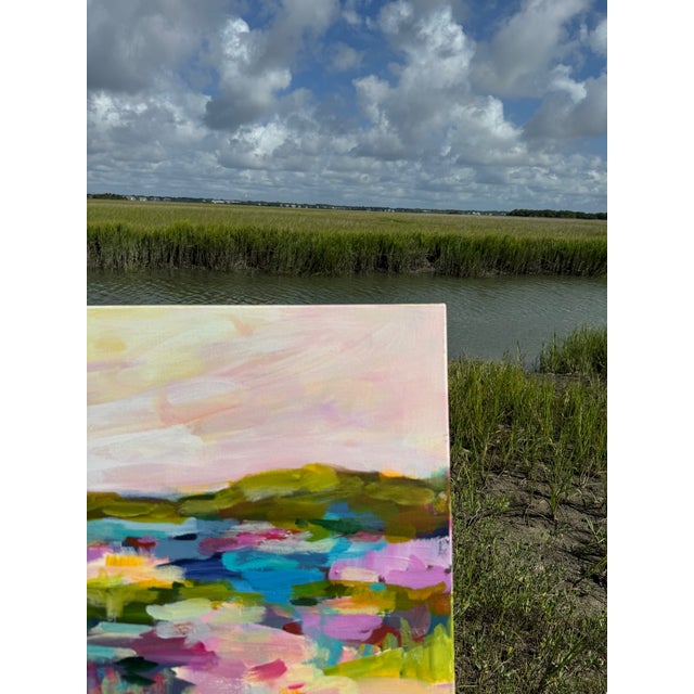 Contemporary Fine Art Abstract Coastal Painting by Pamela Wingard For Sale - Image 4 of 7