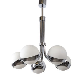 Chrome Chandelier with Crystal Spheres from Stilnovo, Italy, 1960s For Sale