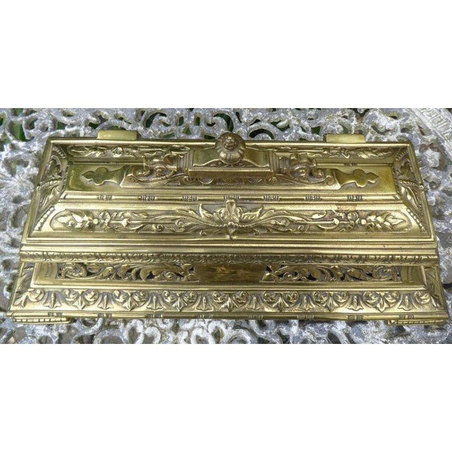 Large Antique Ornate Brass Inkwell, 1820 For Sale - Image 11 of 14