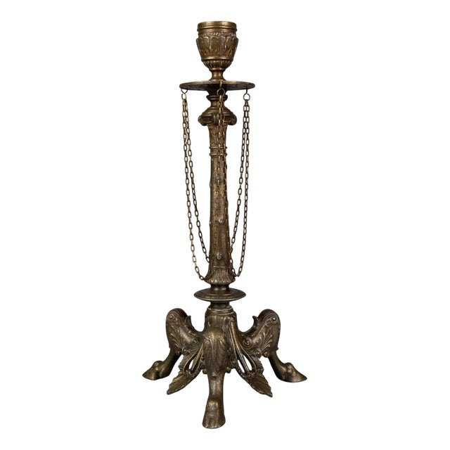 Late 19th Century Napoleon III French Spelter Candleholder, 1890s For Sale