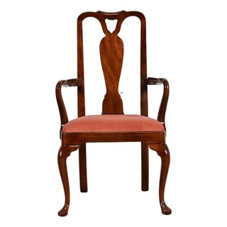 Henredon Queen Anne Solid Mahogany Armchair or Dining Captain Chair For Sale