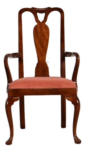 Henredon Queen Anne Solid Mahogany Armchair or Dining Captain Chair