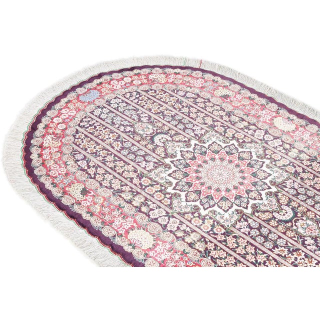Textile Ghom Silk Rug in Purple For Sale - Image 7 of 14