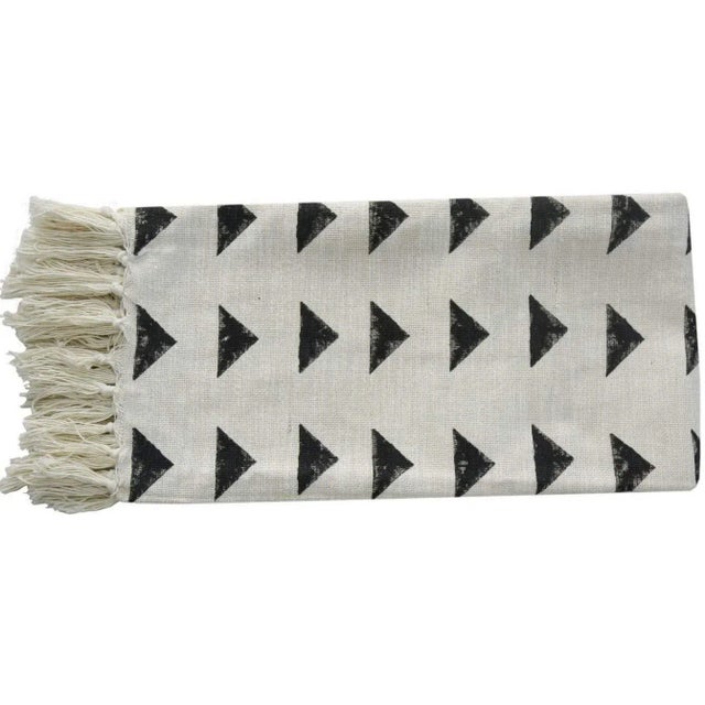 Contemporary Contemporary Cotton Handwoven Block Printed Throw Blanket For Sale - Image 3 of 6