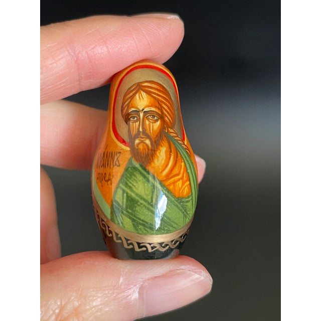 Hand Painted Byzantine Orthodox Icons Nesting Dolls - Set of 5 For Sale - Image 10 of 12