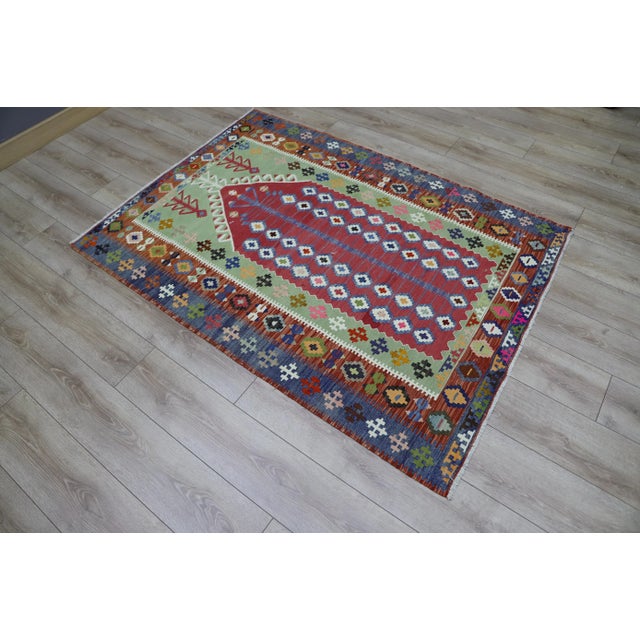 Size: 4 x 5.6 ft (124 x 173 cm) 48 x 68 inches Color: Organic Natural Dye ( Red,Blue,Green,Cream ) Material: 100% Hand...