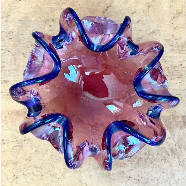 Murano Pink and Blue Glass Bowl For Sale - Image 18 of 18
