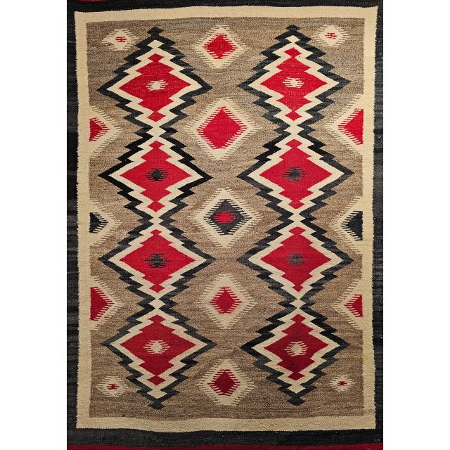 Vintage Native American Navajo Rug, Wool & Cotton, Geometric Eye Dazzler Pattern, 3x5 For Sale In Chicago - Image 6 of 13