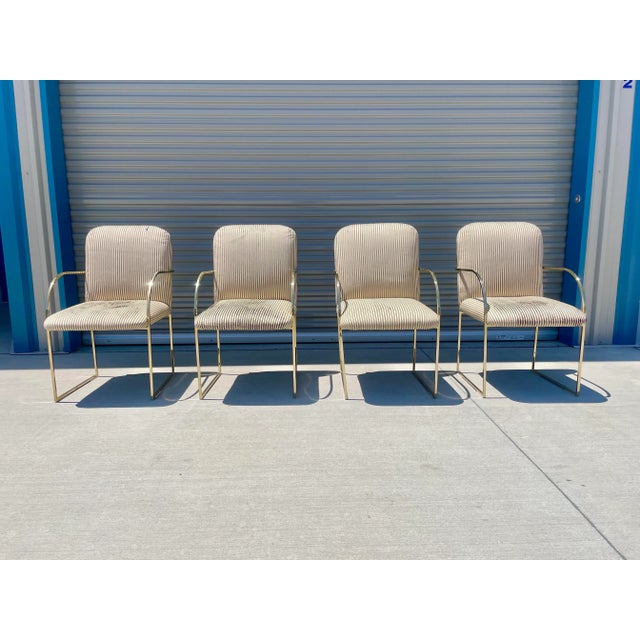 1980s Mid-Century Brass Dining Chairs by Design Institute of America- Set of 4 For Sale - Image 13 of 13